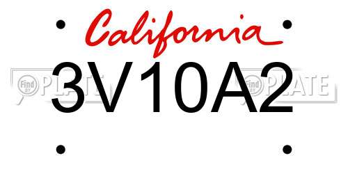 3V10A2 California License Plate