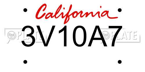 3V10A7 California License Plate