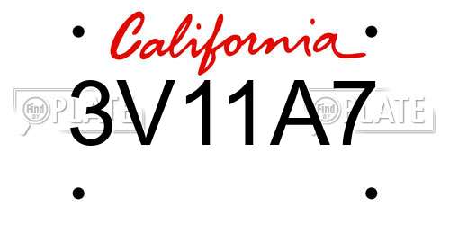 3V11A7 California License Plate