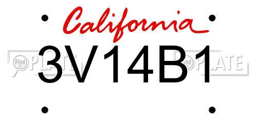 3V14B1 California License Plate