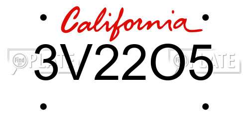 3V22O5 California License Plate