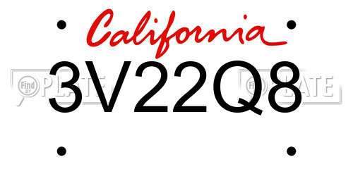 3V22Q8 California License Plate