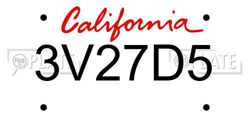 3V27D5 California License Plate