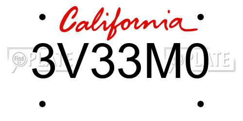 3V33M0 California License Plate