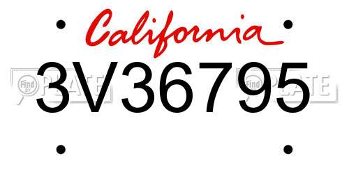 3V36795 California License Plate