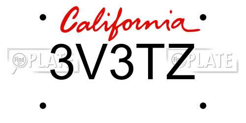 3V3TZ California License Plate
