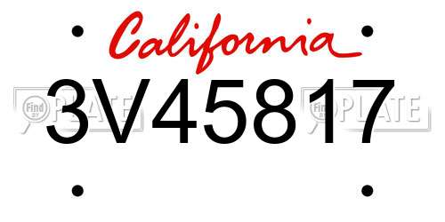 3V45817 California License Plate