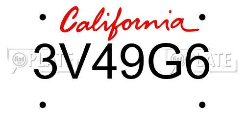 3V49G6 California License Plate