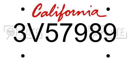 3V57989 California License Plate
