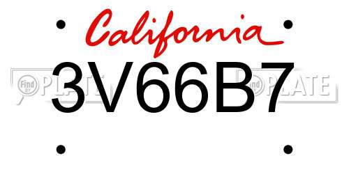 3V66B7 California License Plate