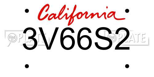 3V66S2 California License Plate