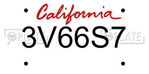 3V66S7 California License Plate