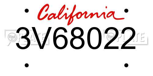 3V68022 California License Plate