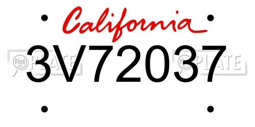 3V72037 California License Plate