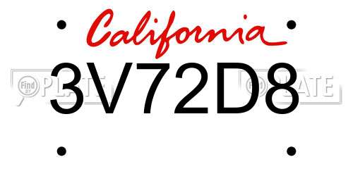 3V72D8 California License Plate