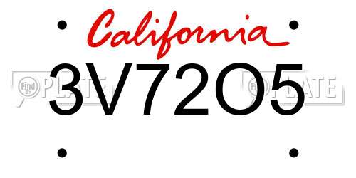 3V72O5 California License Plate
