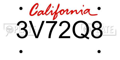 3V72Q8 California License Plate