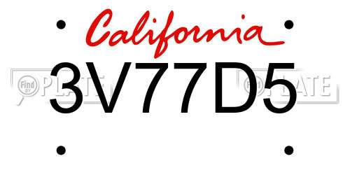 3V77D5 California License Plate