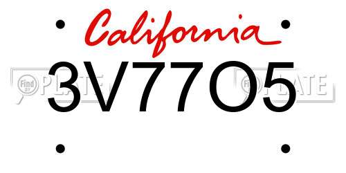 3V77O5 California License Plate