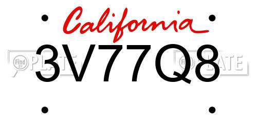 3V77Q8 California License Plate