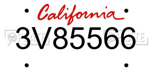 3V85566 California License Plate