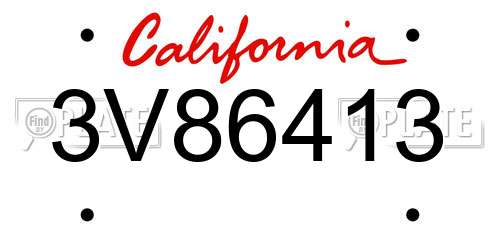 3V86413 California License Plate