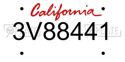 3V88441 California License Plate