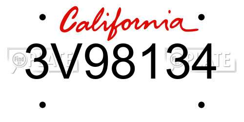 3V98134 California License Plate