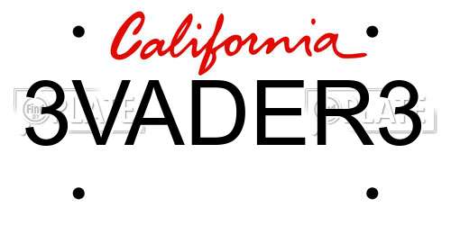 3VADER3 California License Plate