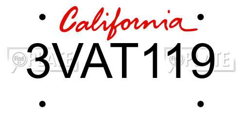 3VAT119 California License Plate