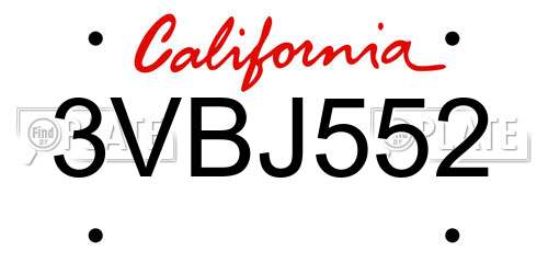 3VBJ552 California License Plate
