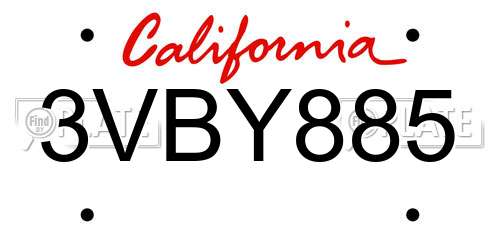 3VBY885 California License Plate