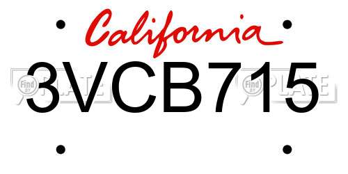 3VCB715 California License Plate