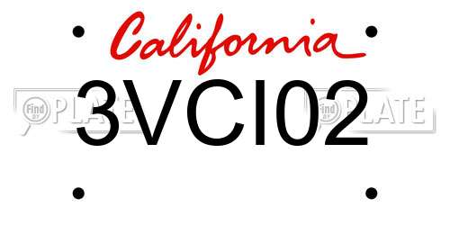 3VCI02 California License Plate