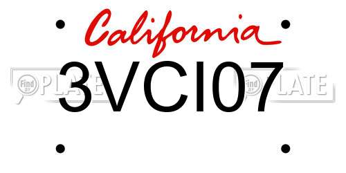 3VCI07 California License Plate