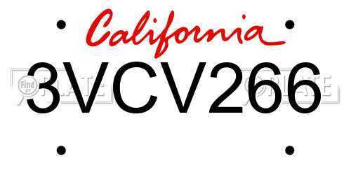 3VCV266 California License Plate