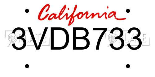 3VDB733 California License Plate