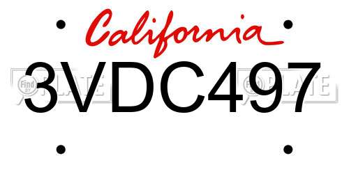 3VDC497 California License Plate