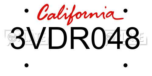 3VDR048 California License Plate