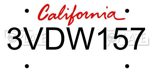 3VDW157 California License Plate