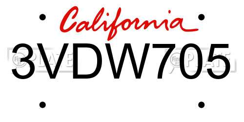 3VDW705 California License Plate