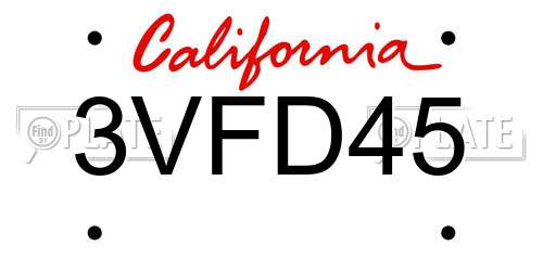 3VFD45 California License Plate