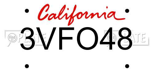 3VFO48 California License Plate