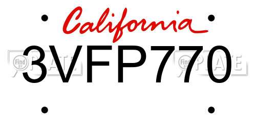 3VFP770 California License Plate