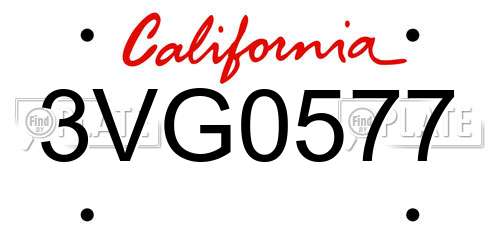3VG0577 California License Plate