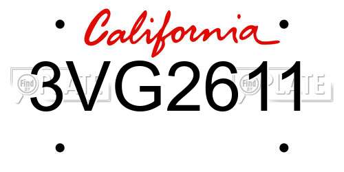 3VG2611 California License Plate