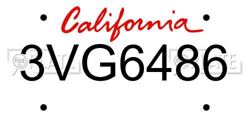 3VG6486 California License Plate
