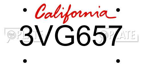 3VG657 California License Plate