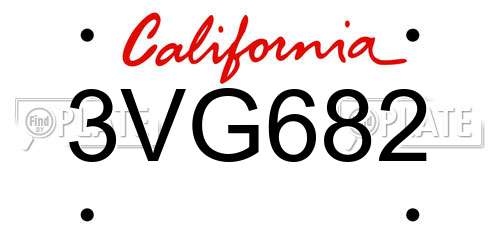 3VG682 California License Plate