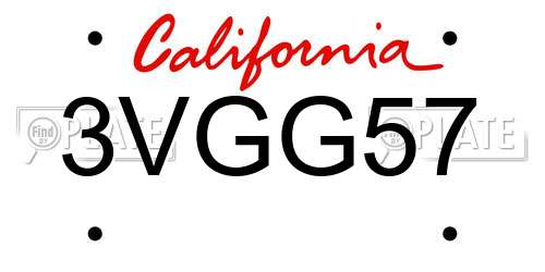3VGG57 California License Plate